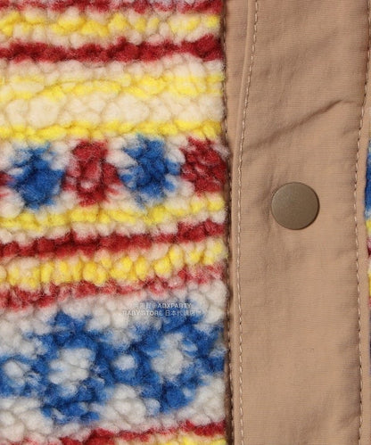 日本童裝 BEAMS mini 2Way 雙面兩著 全花紋毛絨連帽外套 90-140cm 男童款/女童款 秋冬季  (適合初秋、香港平均溫度、寒冷天氣）OUTERWEAR 