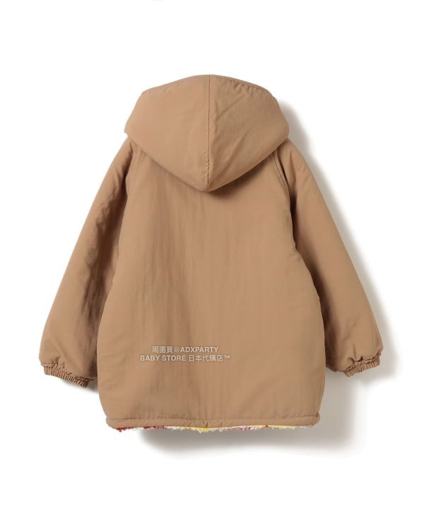 日本童裝 BEAMS mini 2Way 雙面兩著 全花紋毛絨連帽外套 90-140cm 男童款/女童款 秋冬季  (適合初秋、香港平均溫度、寒冷天氣）OUTERWEAR 