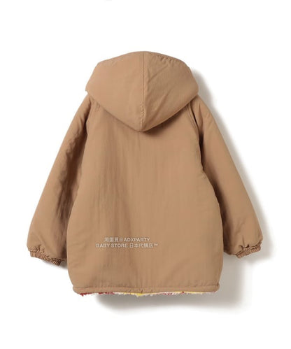 日本童裝 BEAMS mini 2Way 雙面兩著 全花紋毛絨連帽外套 90-140cm 男童款/女童款 秋冬季  (適合初秋、香港平均溫度、寒冷天氣）OUTERWEAR 