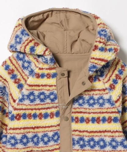 日本童裝 BEAMS mini 2Way 雙面兩著 全花紋毛絨連帽外套 90-140cm 男童款/女童款 秋冬季  (適合初秋、香港平均溫度、寒冷天氣）OUTERWEAR 