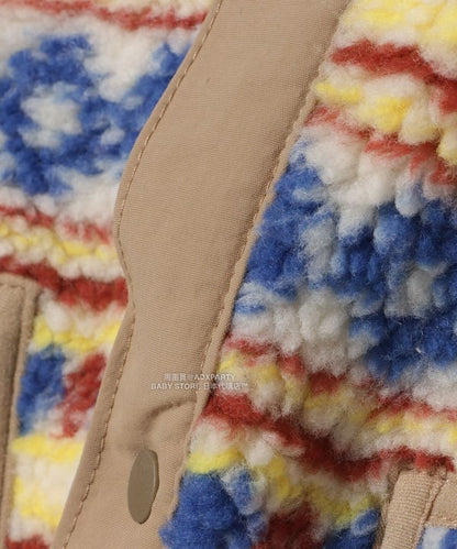 日本童裝 BEAMS mini 2Way 雙面兩著 全花紋毛絨連帽外套 90-140cm 男童款/女童款 秋冬季  (適合初秋、香港平均溫度、寒冷天氣）OUTERWEAR 