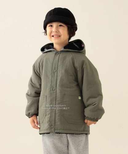 日本童裝 BEAMS mini 2Way 雙面兩著 全花紋毛絨連帽外套 90-140cm 男童款/女童款 秋冬季  (適合初秋、香港平均溫度、寒冷天氣）OUTERWEAR 