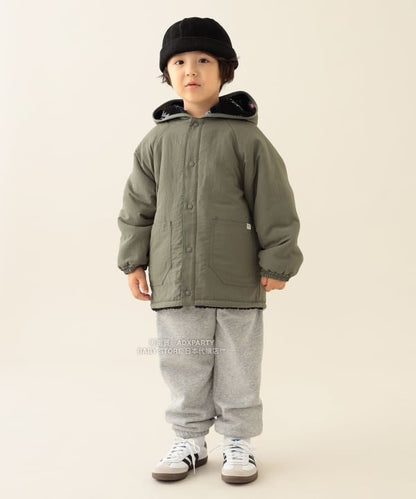 日本童裝 BEAMS mini 2Way 雙面兩著 全花紋毛絨連帽外套 90-140cm 男童款/女童款 秋冬季  (適合初秋、香港平均溫度、寒冷天氣）OUTERWEAR 