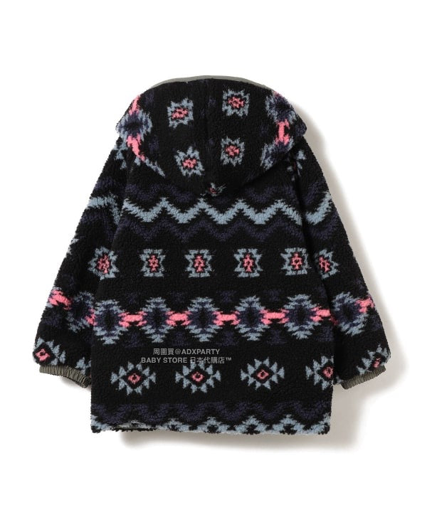 日本童裝 BEAMS mini 2Way 雙面兩著 全花紋毛絨連帽外套 90-140cm 男童款/女童款 秋冬季  (適合初秋、香港平均溫度、寒冷天氣）OUTERWEAR 