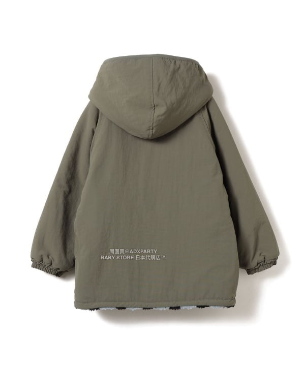 日本童裝 BEAMS mini 2Way 雙面兩著 全花紋毛絨連帽外套 90-140cm 男童款/女童款 秋冬季  (適合初秋、香港平均溫度、寒冷天氣）OUTERWEAR 