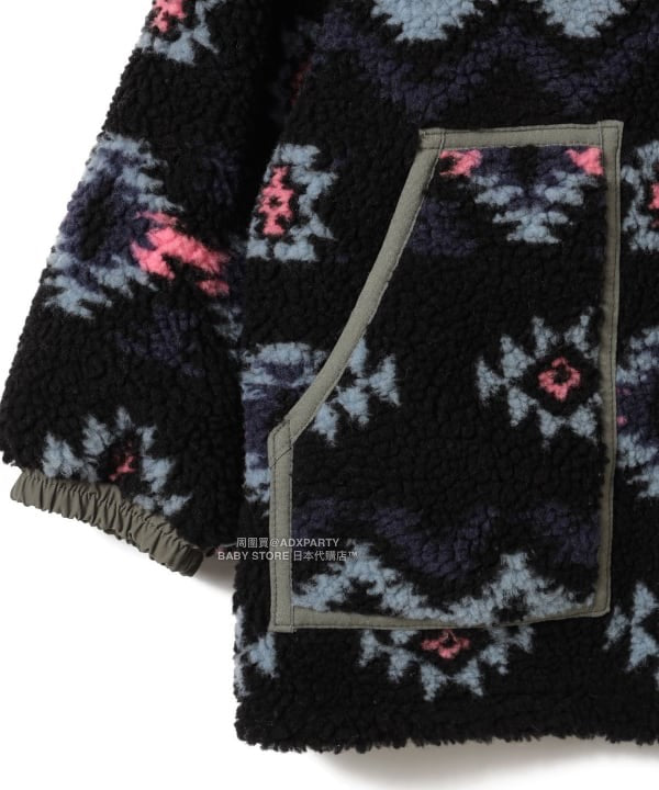 日本童裝 BEAMS mini 2Way 雙面兩著 全花紋毛絨連帽外套 90-140cm 男童款/女童款 秋冬季  (適合初秋、香港平均溫度、寒冷天氣）OUTERWEAR 