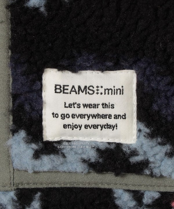 日本童裝 BEAMS mini 2Way 雙面兩著 全花紋毛絨連帽外套 90-140cm 男童款/女童款 秋冬季  (適合初秋、香港平均溫度、寒冷天氣）OUTERWEAR 