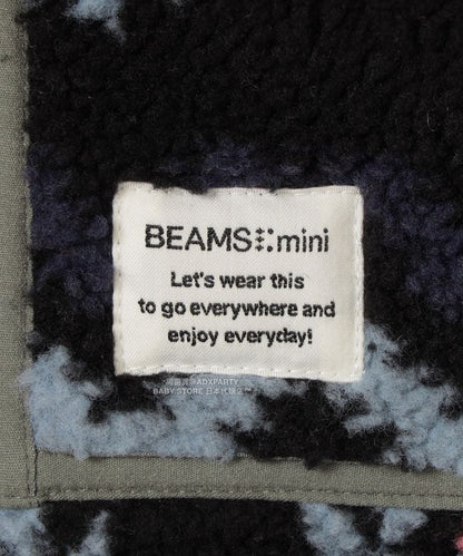 日本童裝 BEAMS mini 2Way 雙面兩著 全花紋毛絨連帽外套 90-140cm 男童款/女童款 秋冬季  (適合初秋、香港平均溫度、寒冷天氣）OUTERWEAR 