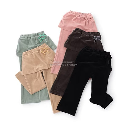 日本童裝 Ly# mine 天鵝絨喇叭褲連裙 100-150cm 女童款 秋季 SKIRTS PANTS