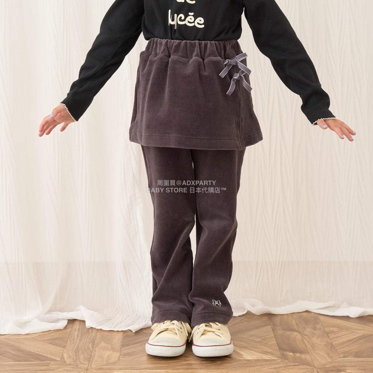 日本童裝 Ly# mine 天鵝絨喇叭褲連裙 100-150cm 女童款 秋季 SKIRTS PANTS