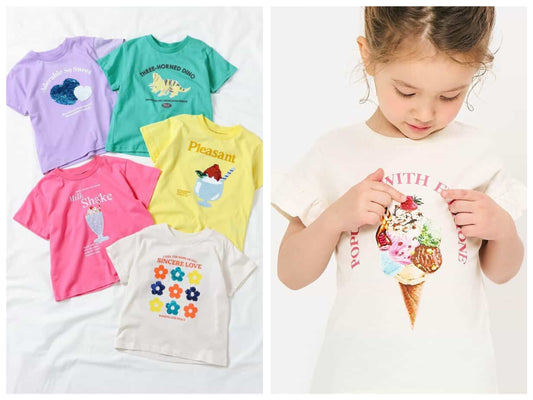 Japanese children's clothing apres les cours sequin pattern top 80-140cm boys/girls summer TOPS 