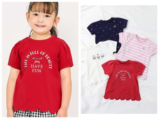 Japanese children's clothing apres les cours contact cool print top 80-140cm girls summer TOPS 