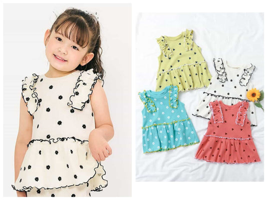 Japanese children's clothing apres les cours lace sleeveless top 80-140cm girls summer TOPS 