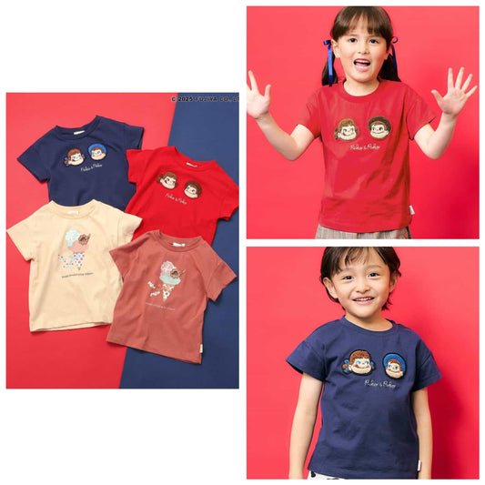 Japanese children's clothing SERAPH x Peko &amp; Poko Milk Girl Print Top 70-140cm Boys/Girls Summer TOPS Other Brand Children's Clothing 