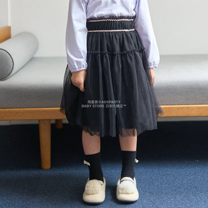 日本童裝 Ly# mine 皺褶薄紗裙 100-150cm 女童款 秋季 SKIRTS