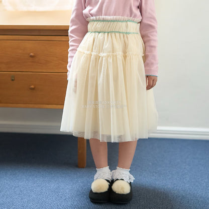 日本童裝 Ly# mine 皺褶薄紗裙 100-150cm 女童款 秋季 SKIRTS
