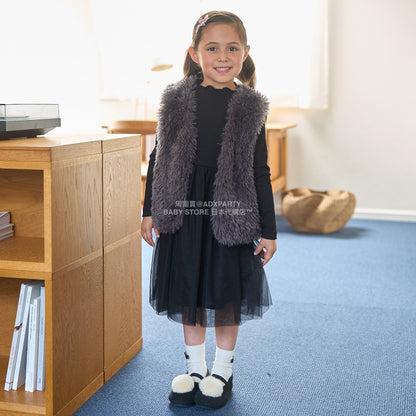 日本童裝 Ly# mine 蓬鬆柔軟毛毛背心 110-140cm 女童款 秋季 OUTERWEAR