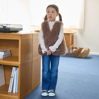 日本童裝 Ly# mine 蓬鬆柔軟毛毛背心 110-140cm 女童款 秋季 OUTERWEAR