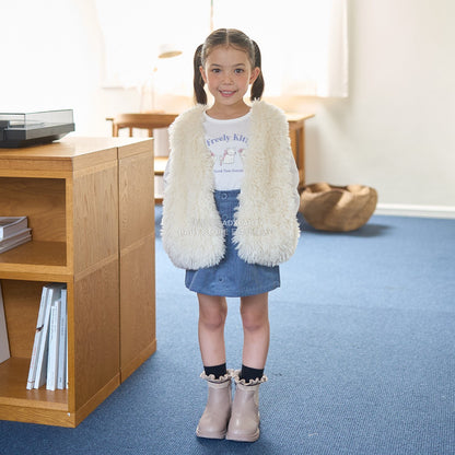 日本童裝 Ly# mine 蓬鬆柔軟毛毛背心 110-140cm 女童款 秋季 OUTERWEAR