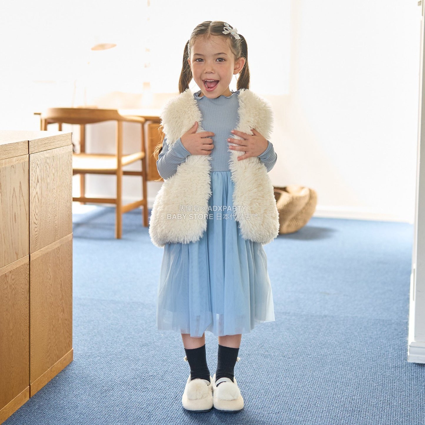 日本童裝 Ly# mine 蓬鬆柔軟毛毛背心 110-140cm 女童款 秋季 OUTERWEAR