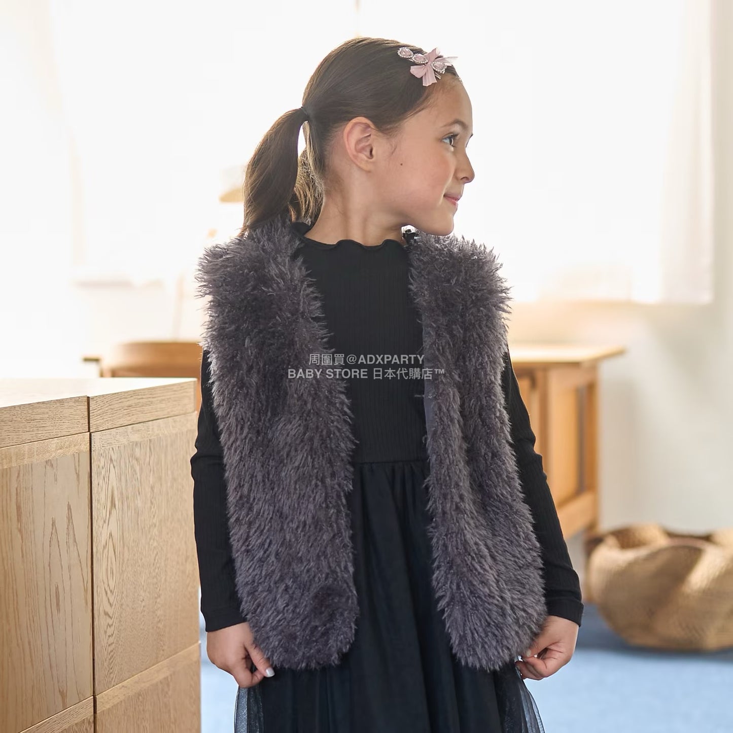 日本童裝 Ly# mine 蓬鬆柔軟毛毛背心 110-140cm 女童款 秋季 OUTERWEAR