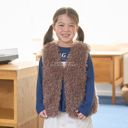 日本童裝 Ly# mine 蓬鬆柔軟毛毛背心 110-140cm 女童款 秋季 OUTERWEAR