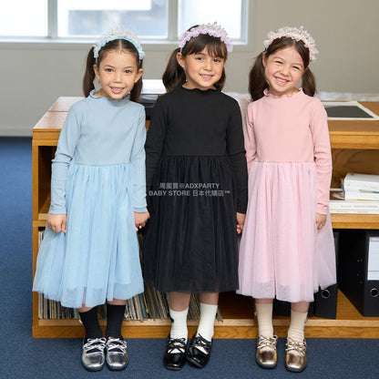 日本童裝 Ly# mine 薄紗拼接連身裙 100-150cm 女童款 秋季 DRESSES