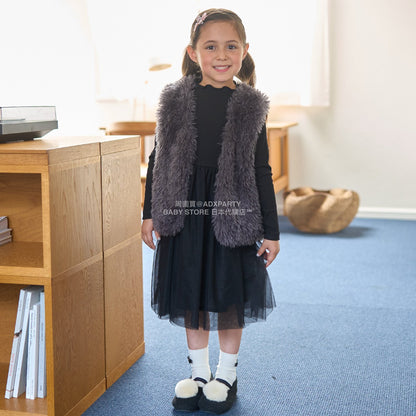 日本童裝 Ly# mine 薄紗拼接連身裙 100-150cm 女童款 秋季 DRESSES