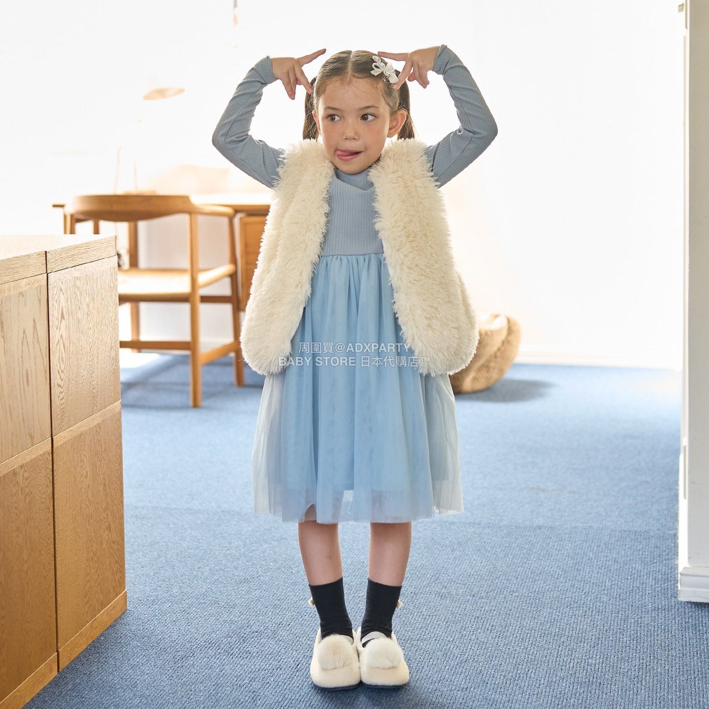 日本童裝 Ly# mine 薄紗拼接連身裙 100-150cm 女童款 秋季 DRESSES