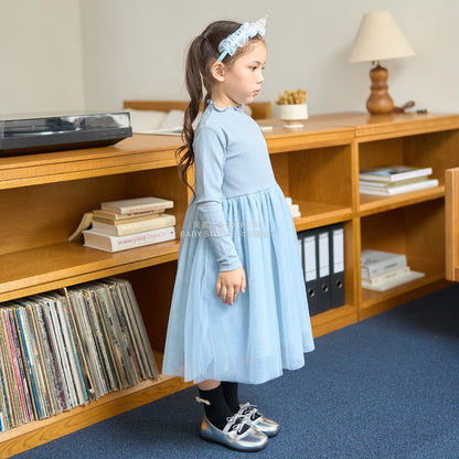 日本童裝 Ly# mine 薄紗拼接連身裙 100-150cm 女童款 秋季 DRESSES