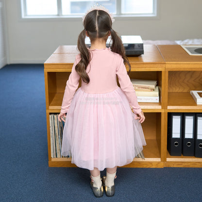 日本童裝 Ly# mine 薄紗拼接連身裙 100-150cm 女童款 秋季 DRESSES