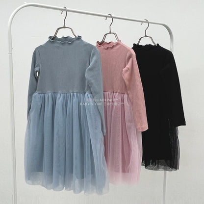 日本童裝 Ly# mine 薄紗拼接連身裙 100-150cm 女童款 秋季 DRESSES
