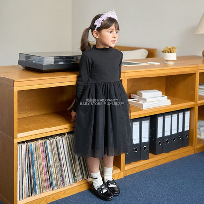 日本童裝 Ly# mine 薄紗拼接連身裙 100-150cm 女童款 秋季 DRESSES