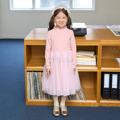 日本童裝 Ly# mine 薄紗拼接連身裙 100-150cm 女童款 秋季 DRESSES