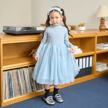 日本童裝 Ly# mine 薄紗拼接連身裙 100-150cm 女童款 秋季 DRESSES