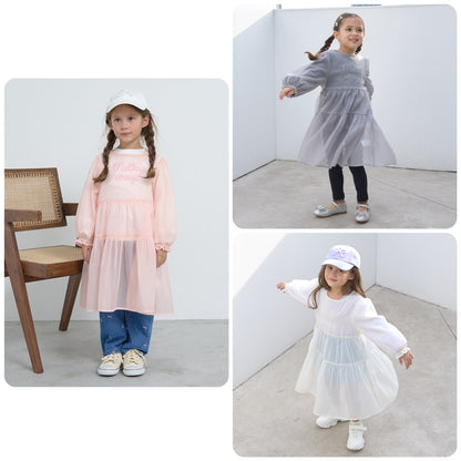 Japanese children's clothing Ly# mine transparent tulle dress 100-150cm girls spring and summer dresses 