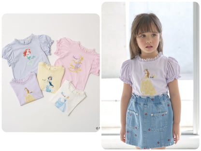 Japanese children's clothing Ly# mine x Disney puff sleeve top 100-140cm girls spring and summer TOPS 