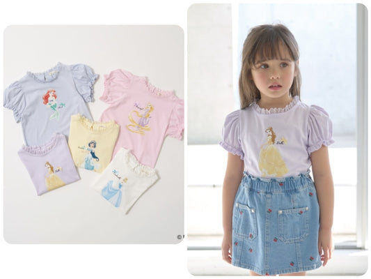 Japanese children's clothing Ly# mine x Disney puff sleeve top 100-140cm girls spring and summer TOPS 