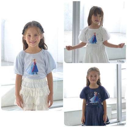 Japanese children's clothing Ly# mine x Disney seersucker sleeve top 100-140cm girls spring and summer TOPS 