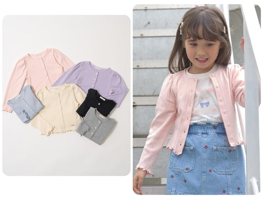 Japanese children's clothing Ly# mine knitted jacket 100-150cm girls spring and summer OUTERWEAR 