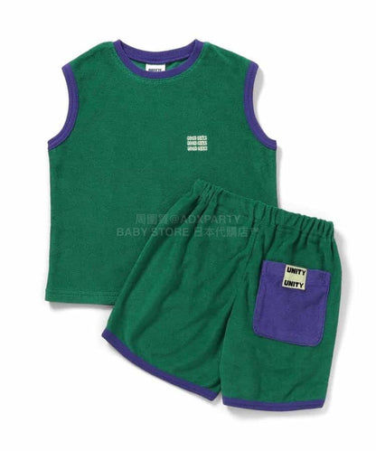 日本童裝 BREEZE 毛巾料兩件套裝 90-140cm 男童款 夏季 TOPS PANTS