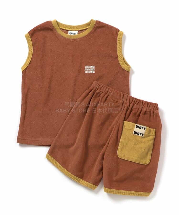 日本童裝 BREEZE 毛巾料兩件套裝 90-140cm 男童款 夏季 TOPS PANTS