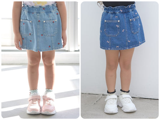 Japanese children's clothing Ly# mine embroidered denim skirt pants 100-150cm girls spring and summer PANTS 