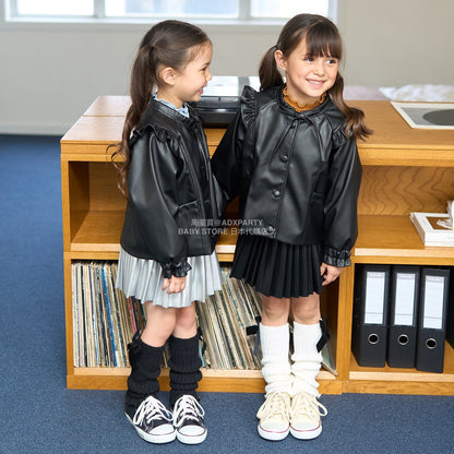 日本童裝 Ly# mine 【軟合成皮革】百褶裙 110-150cm 女童款 秋季 SKIRTS