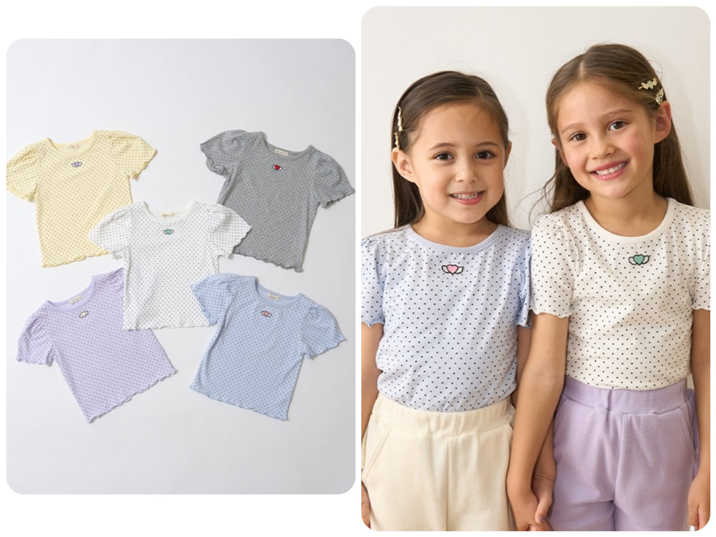 Japanese children's clothing Ly# mine heart embroidered top 100-150cm girls spring and summer TOPS 