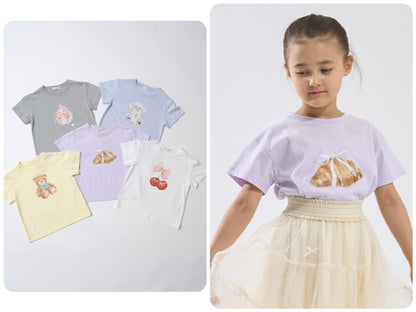Japanese children's clothing Ly# mine cute pattern top 100-150cm girls spring and summer TOPS 