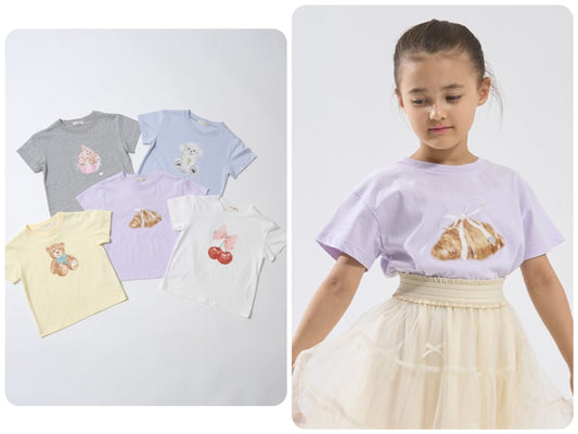 Japanese children's clothing Ly# mine cute pattern top 100-150cm girls spring and summer TOPS 