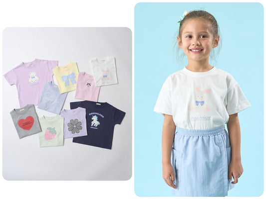 Japanese children's clothing Ly# mine cute pattern top 100-150cm girls spring and summer TOPS 