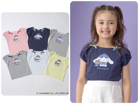 Japanese children's clothing Ly# mine x Sanrio puff sleeve top 100-140cm girls spring and summer TOPS 