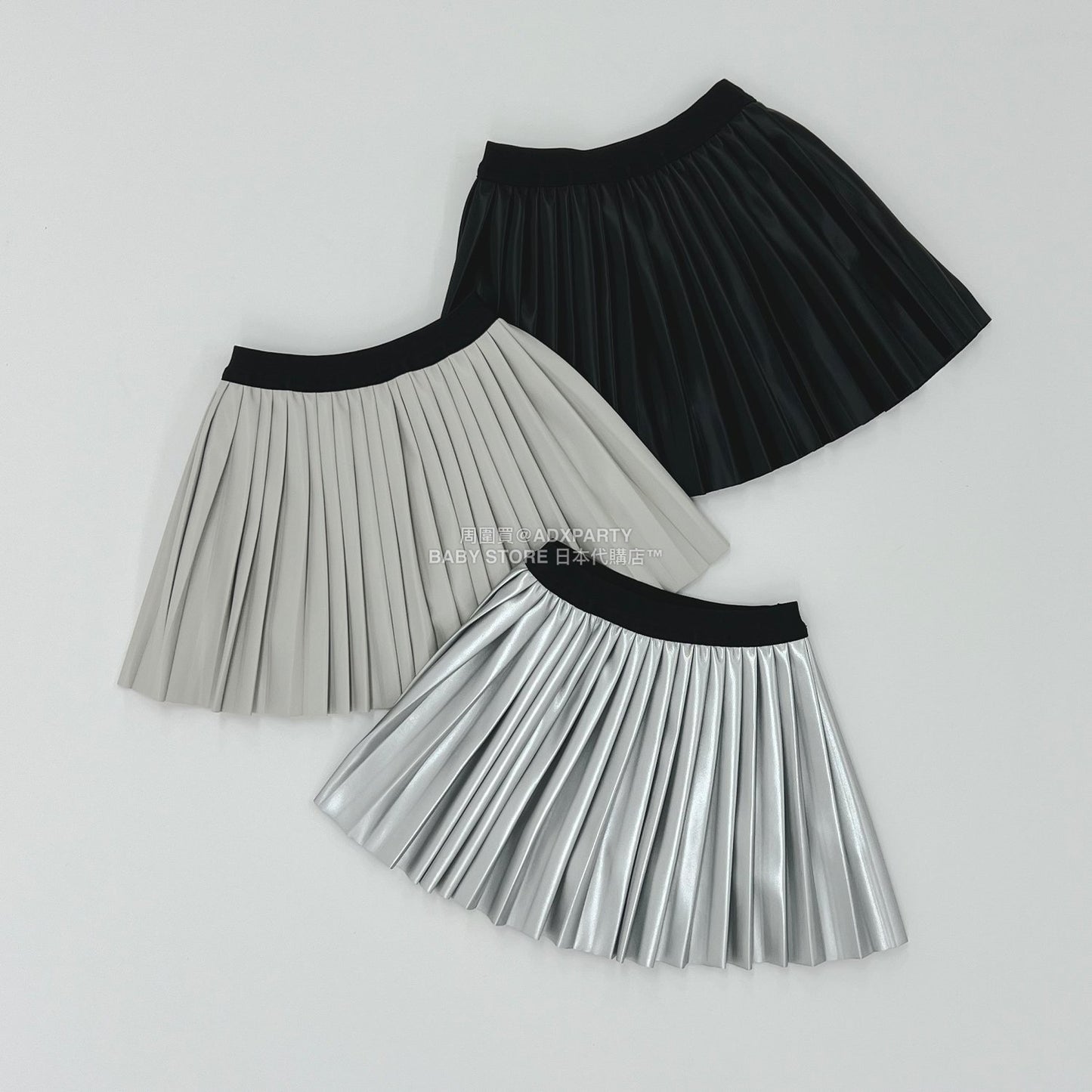 日本童裝 Ly# mine 【軟合成皮革】百褶裙 110-150cm 女童款 秋季 SKIRTS